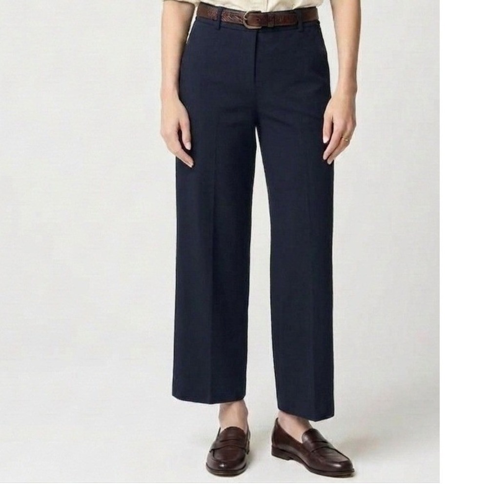 J.Crew Remy Pant Womens Size 10 Navy Blue Wide Leg Cropped Comfort Versatile NWT